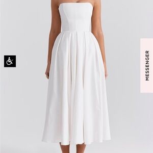 House of CB Audrey White Strapless Midi Sundress